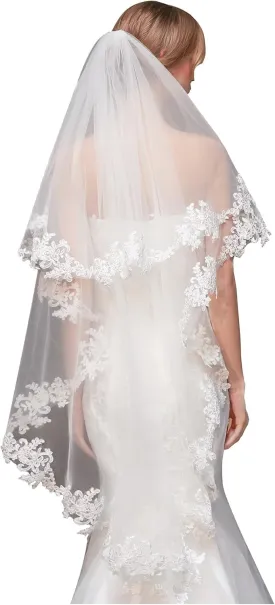 2 Tier Lace Wedding Bridal Veil with Metal Comb
