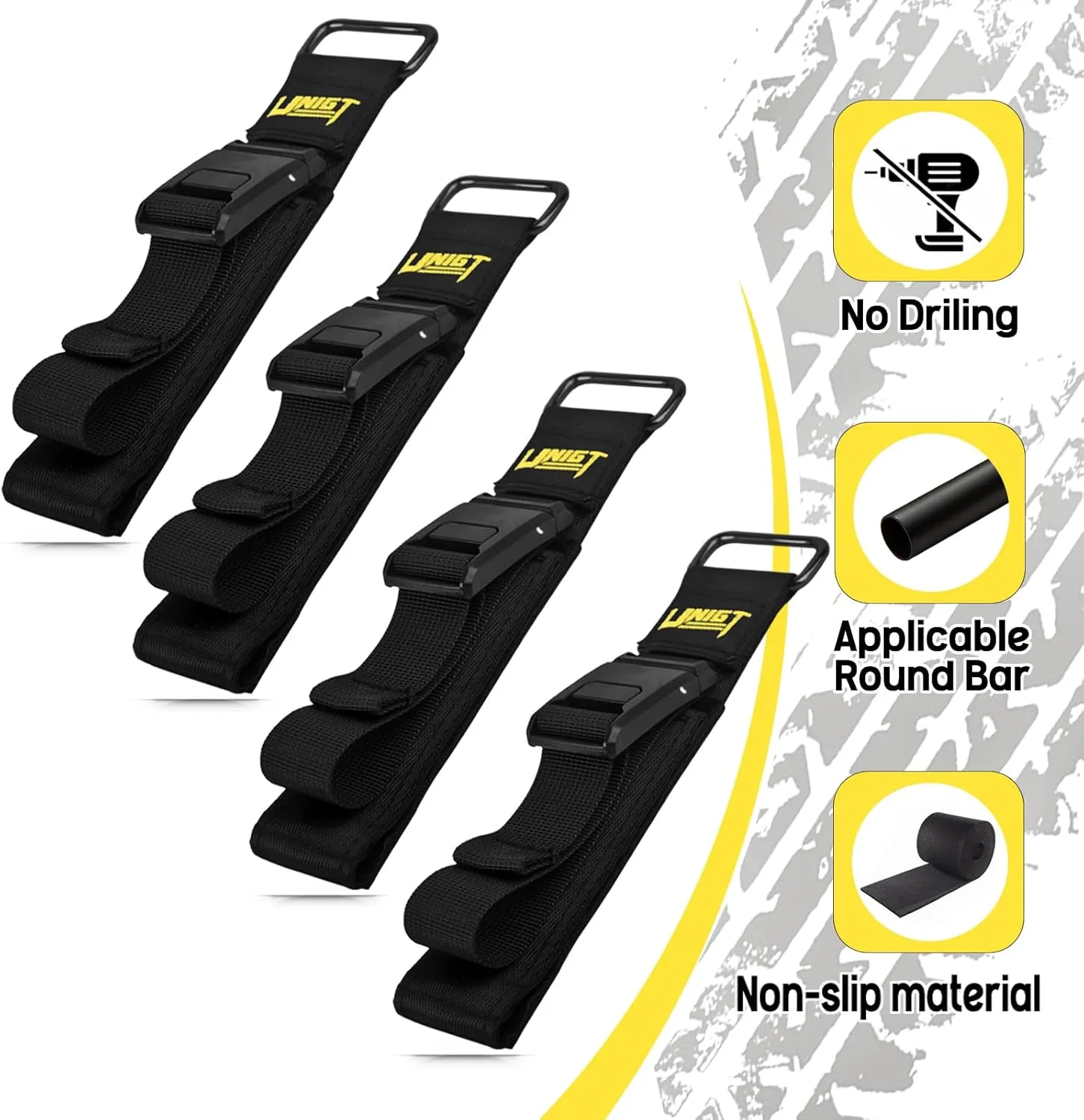 4 Pack Magnetic Quick Release UTV Roof Rack Gun Holder for Shotguns, Rifles, Bows Holder, Fishing Poles Adjustable Mounting Strap Universal Compatible with Polaris Can am Kawasaki SXS