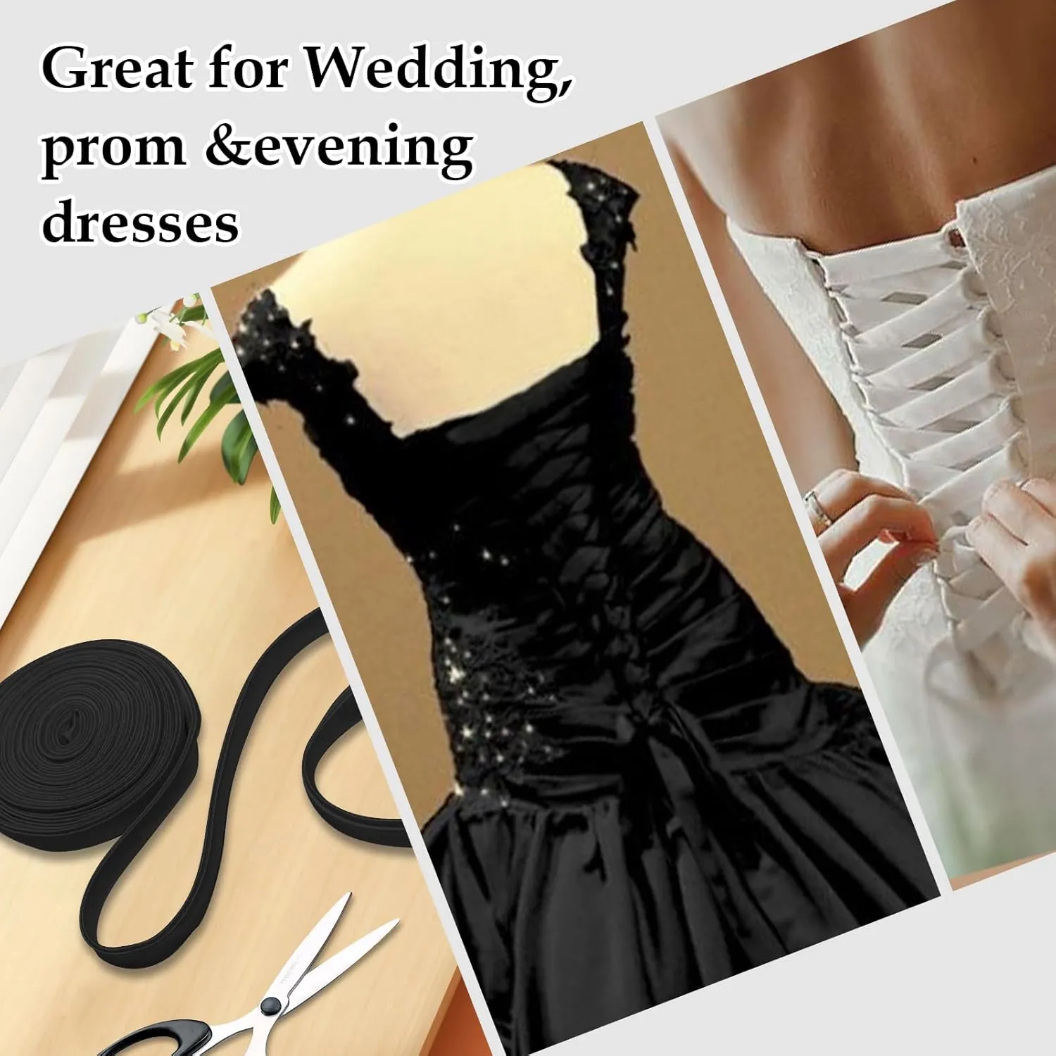 Adjustable Fit Satin Corset Back Kit Women's Wedding Dress Corset Kit Loops Fit Lace up for Prom Form Dress