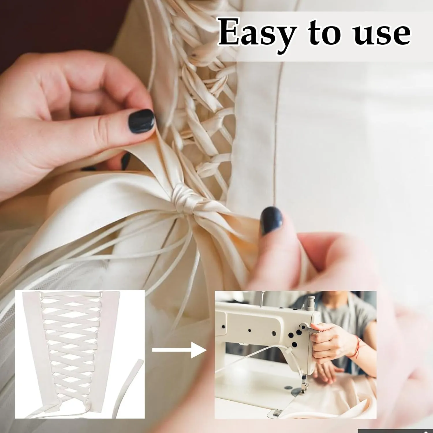 Adjustable Fit Satin Corset Back Kit Women's Wedding Dress Corset Kit Loops Fit Lace up for Prom Form Dress