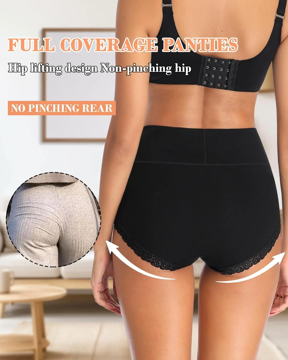Annenmy High Waisted Womens Underwear Cotton Underwear Full Coverage Briefs Stretch Breathable Ladies Panties 5 Pack