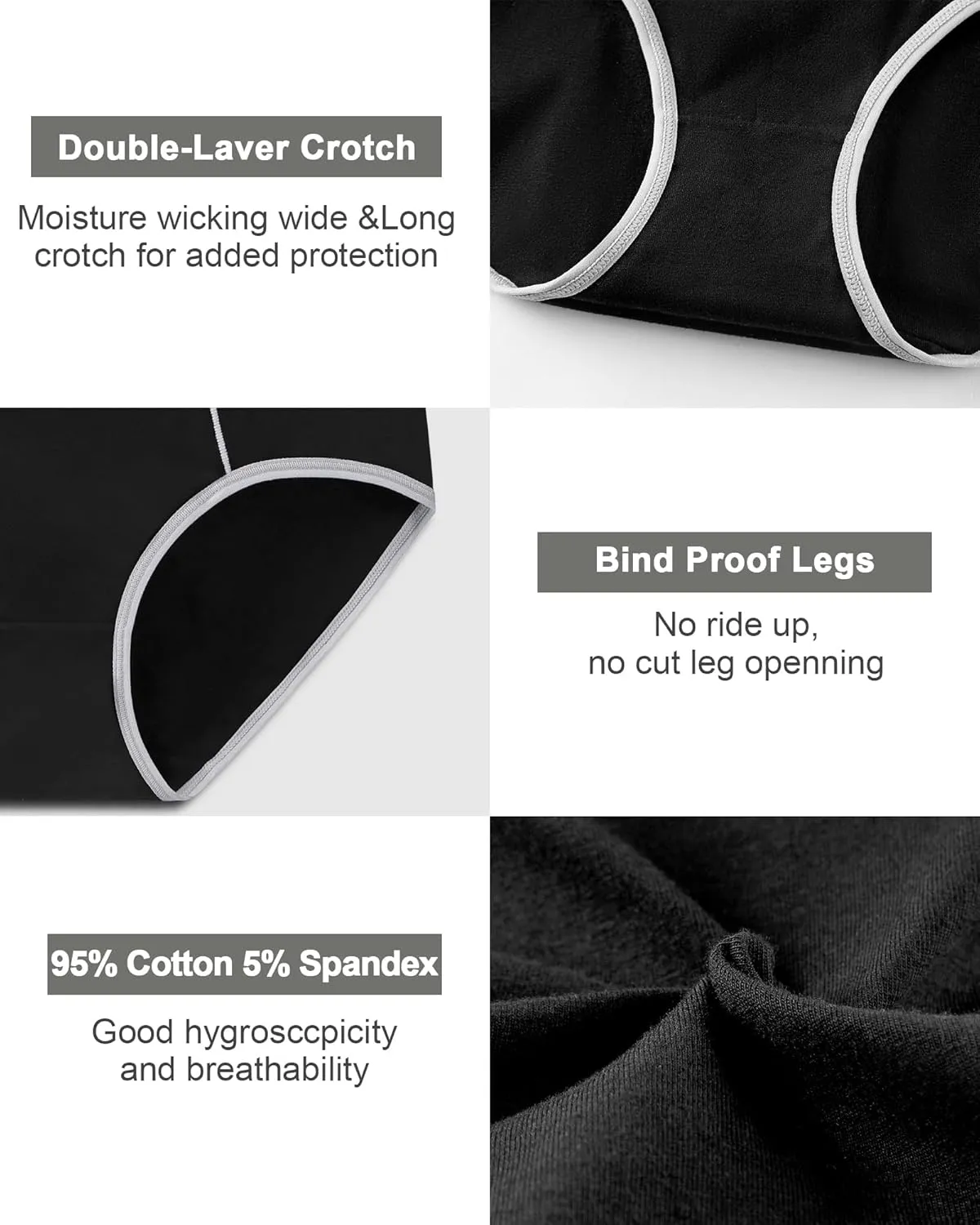 Annenmy High Waisted Womens Underwear Cotton Underwear Full Coverage Briefs Stretch Breathable Ladies Panties 5 Pack