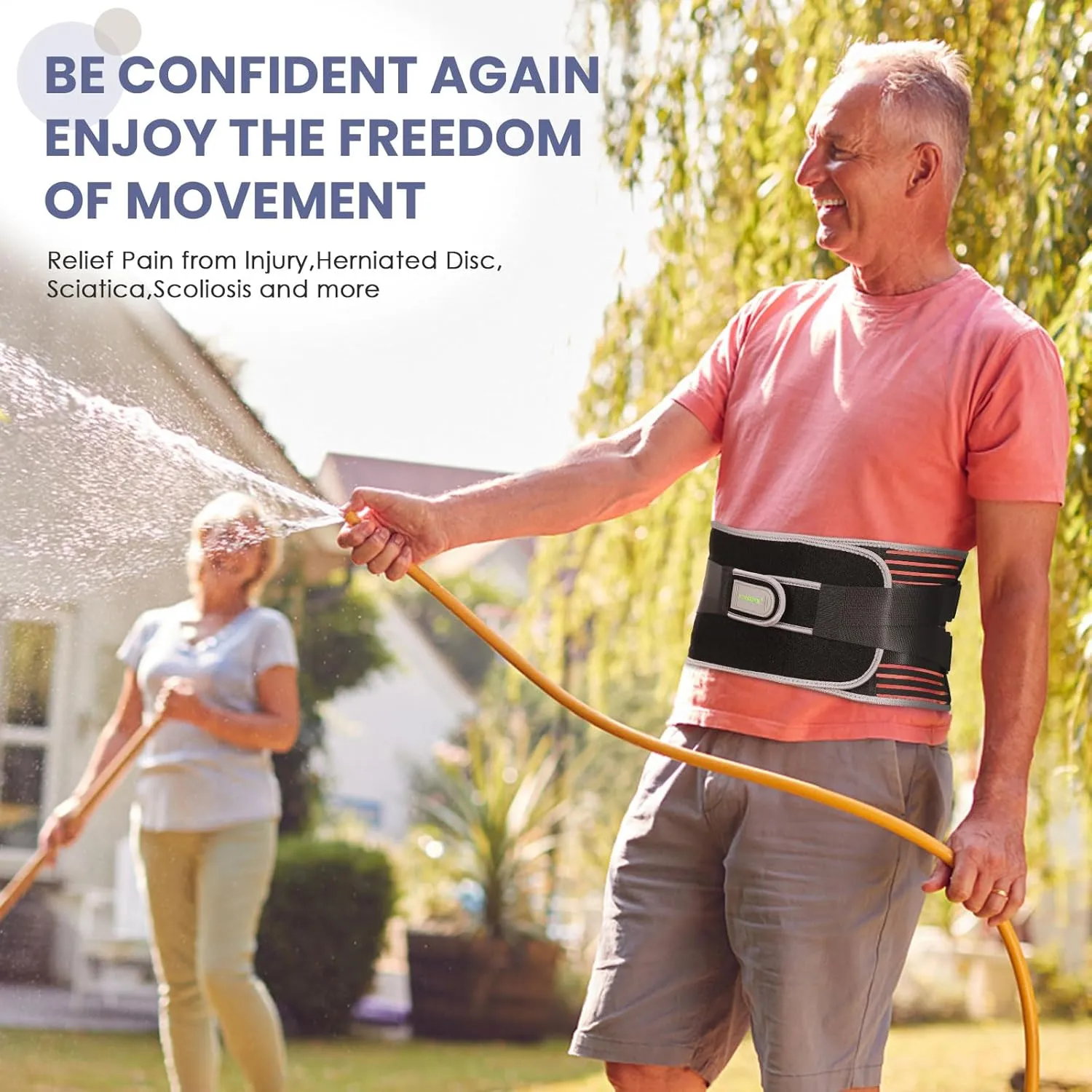 Back Brace for Herniated Disc,Lower Back Pain Relief,Strain,Adjustable Lumbar Support Belt,with 6 Stays and Removable 3D Pad,for Men and Women Work,Lifting,Sciatica,Scoliosis(Small)