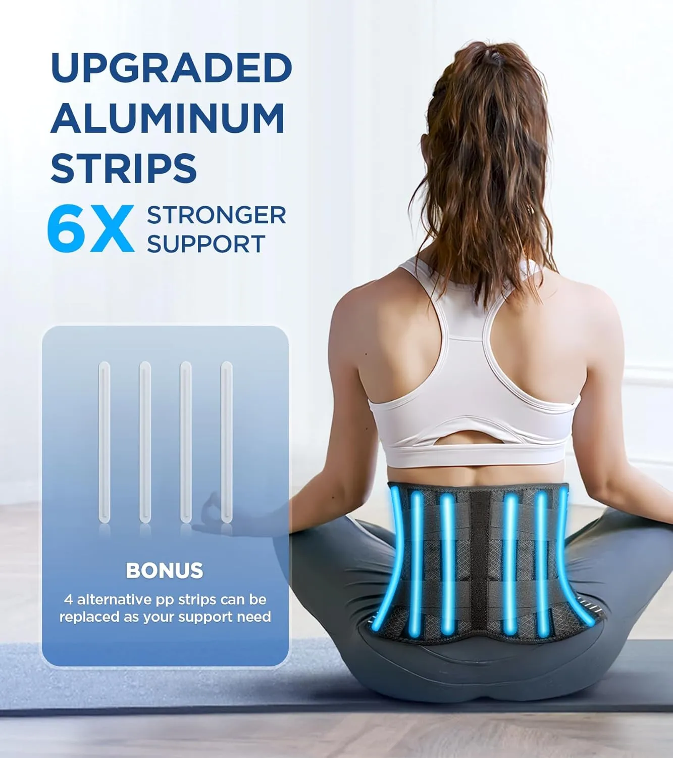 Back Brace for Lower Back Pain Relief with 3D Lumbar Pad, 6X Back Support Belt With Alternative Strips for Men/Women, Soft Breathable Mesh Fabric Lumbar Support for Herniated Disc, Sciatica