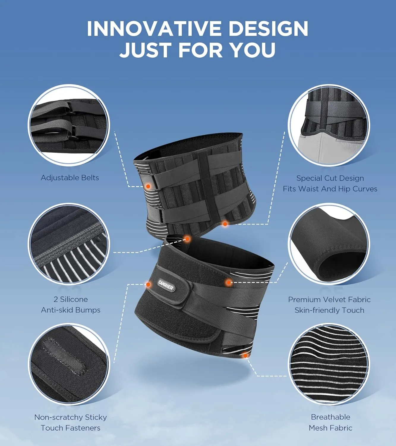 Back Brace for Lower Back Pain Relief with 3D Lumbar Pad, 6X Back Support Belt With Alternative Strips for Men/Women, Soft Breathable Mesh Fabric Lumbar Support for Herniated Disc, Sciatica