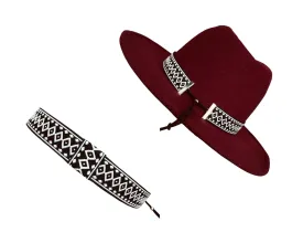 Black and White Handmade Cowboy Hatband, Adjustable Hat band for Women or Man, Unisex Hat Accessories, Western Style Fedora Hat Band
