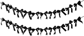 Black Bow Hanging Garlands, Satin Ribbon Bowtie Banners, Bow Knot Party Hanging Swirls Streamers Decorations for Girls Coquette Birthday, Wedding, Bridal Shower, Engagement Supplies