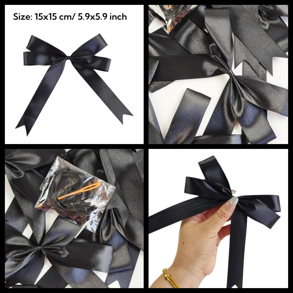 Black Bow Hanging Garlands, Satin Ribbon Bowtie Banners, Bow Knot Party Hanging Swirls Streamers Decorations for Girls Coquette Birthday, Wedding, Bridal Shower, Engagement Supplies