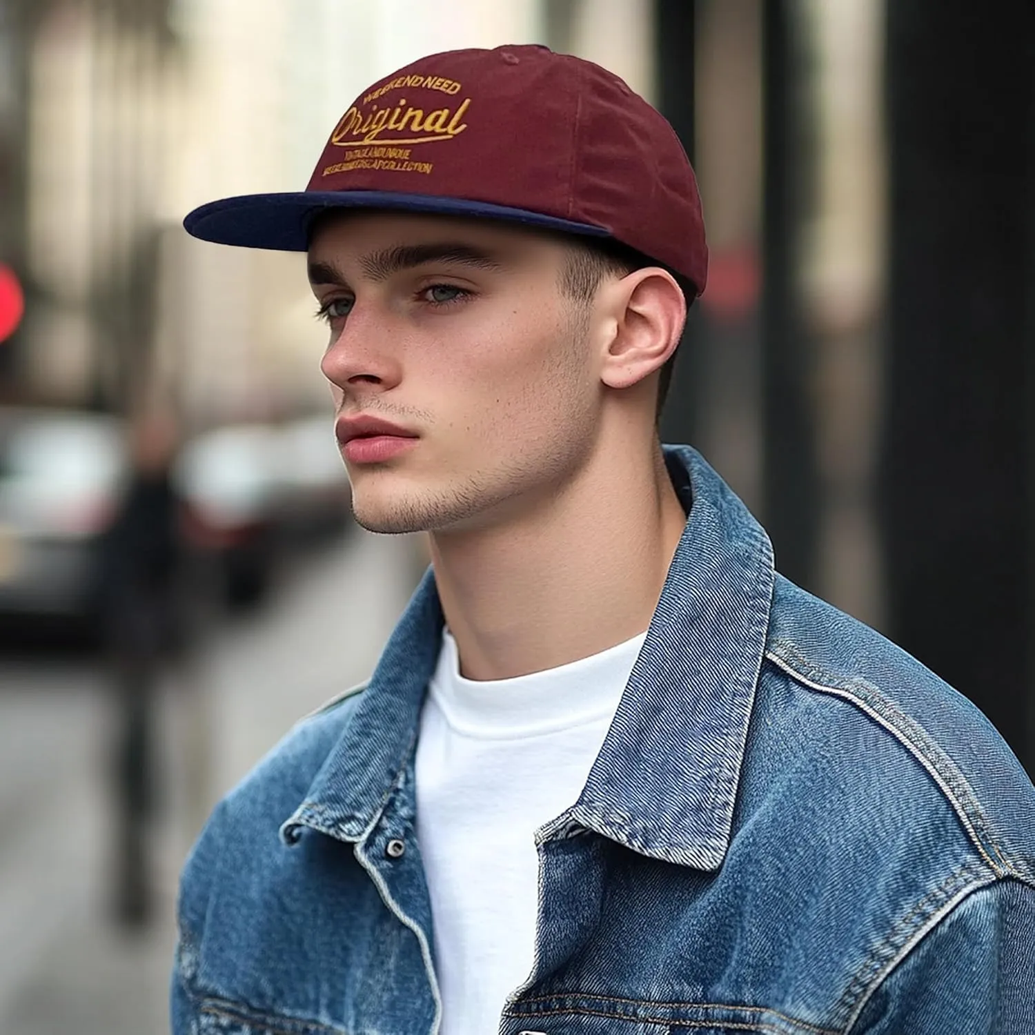 CLAPE Vintage Snapback Trucker Hat for Men Women Baseball Caps Unstructured Cotton Flat Brim Cap Street Hip Hop Camp Hat