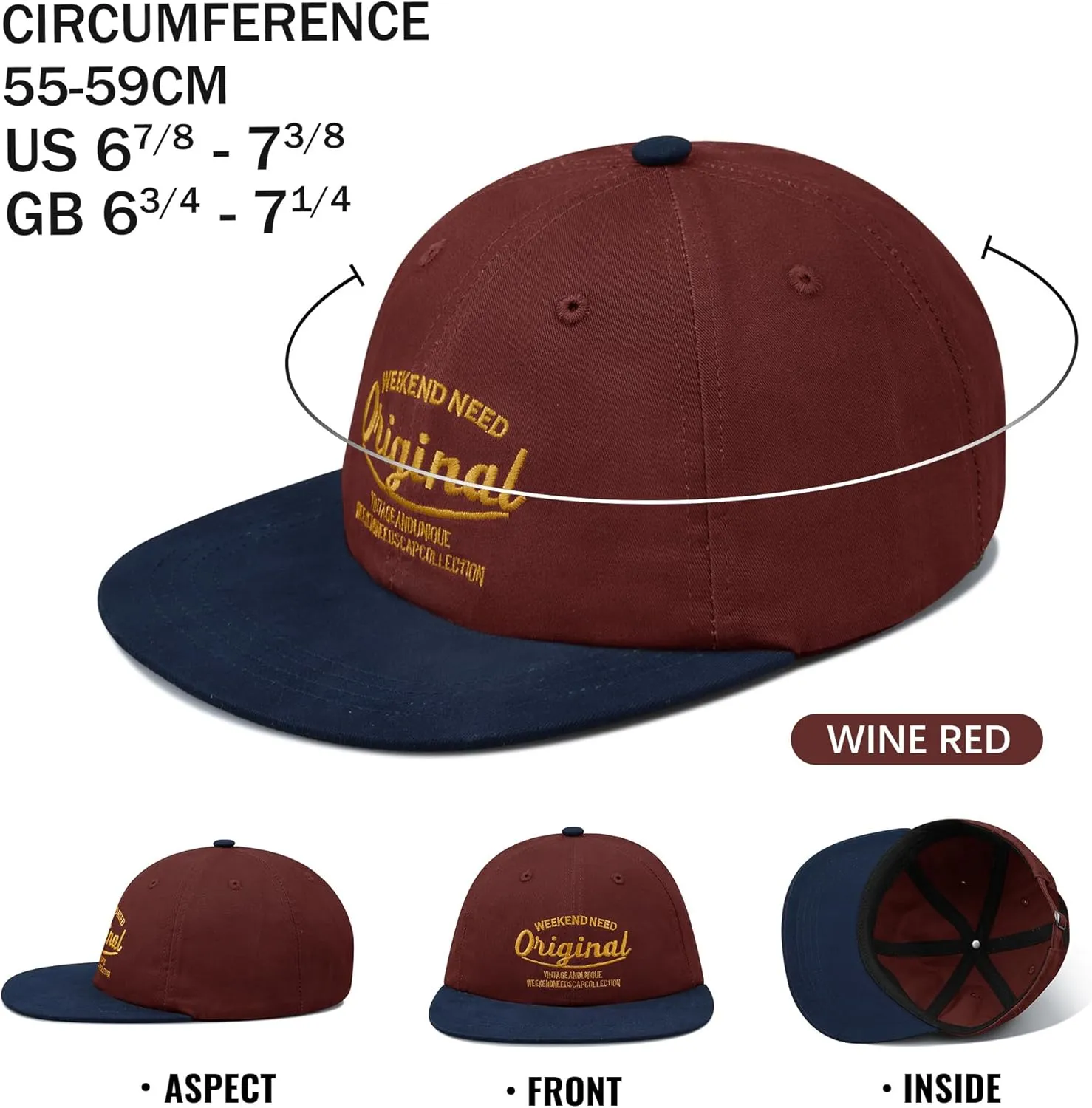 CLAPE Vintage Snapback Trucker Hat for Men Women Baseball Caps Unstructured Cotton Flat Brim Cap Street Hip Hop Camp Hat