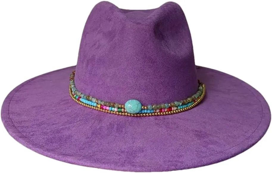 Decal Suede Hat Wide Brim Fedora Hat Men's and Women's Jazz Hat Suede Fedoras Sombrero 4 56-58cm