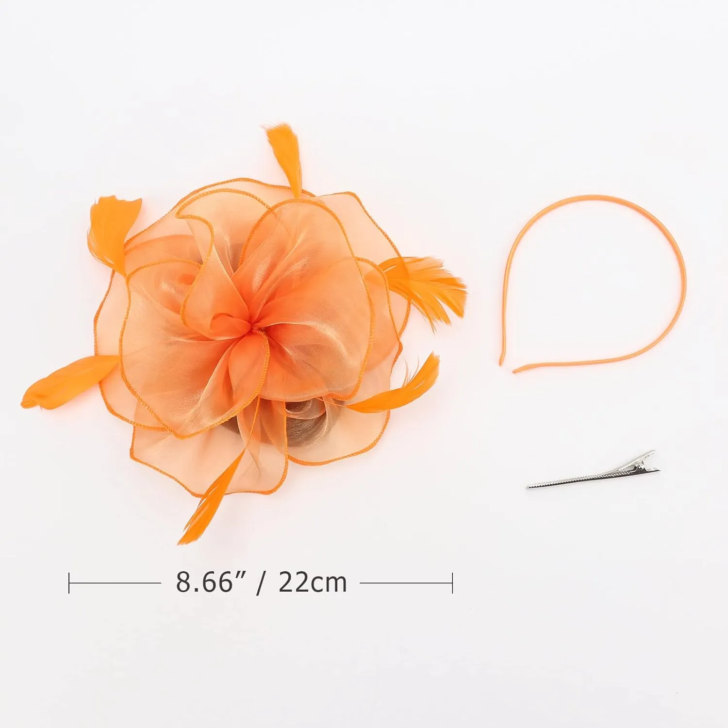 DRESHOW Fascinators Hat Tea Party Headwear Ribbons Feathers on a Headband and a Clip for Girls and Women