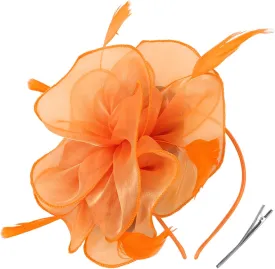 DRESHOW Fascinators Hat Tea Party Headwear Ribbons Feathers on a Headband and a Clip for Girls and Women