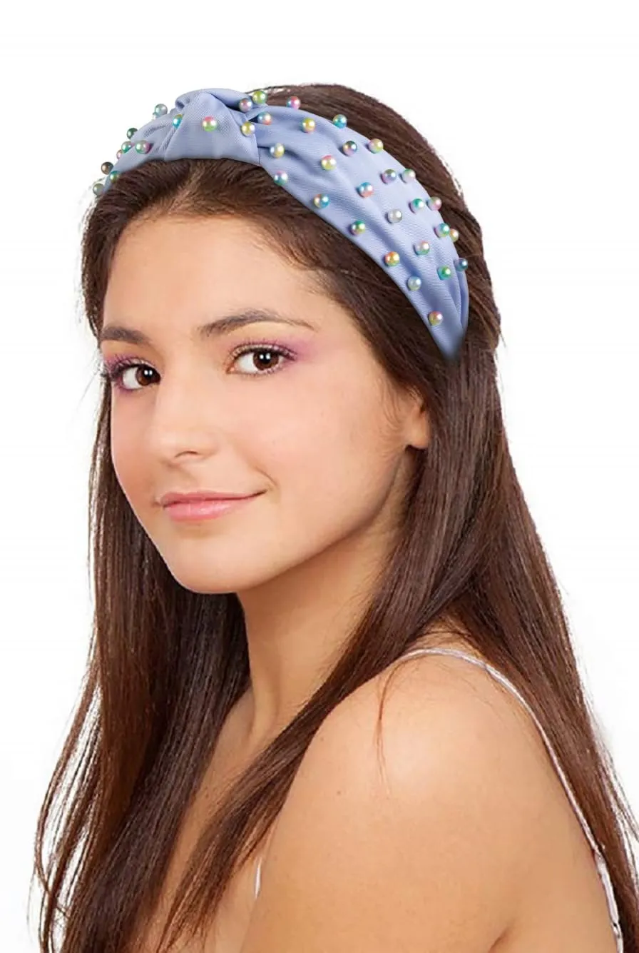 Easter Headbands for Women Girls - 4PCS Knotted Headbands for Women Trendy - Top Knot Pearl Head Band for Womens Hair - Fashion Headband Wide Hair Bands Accessories