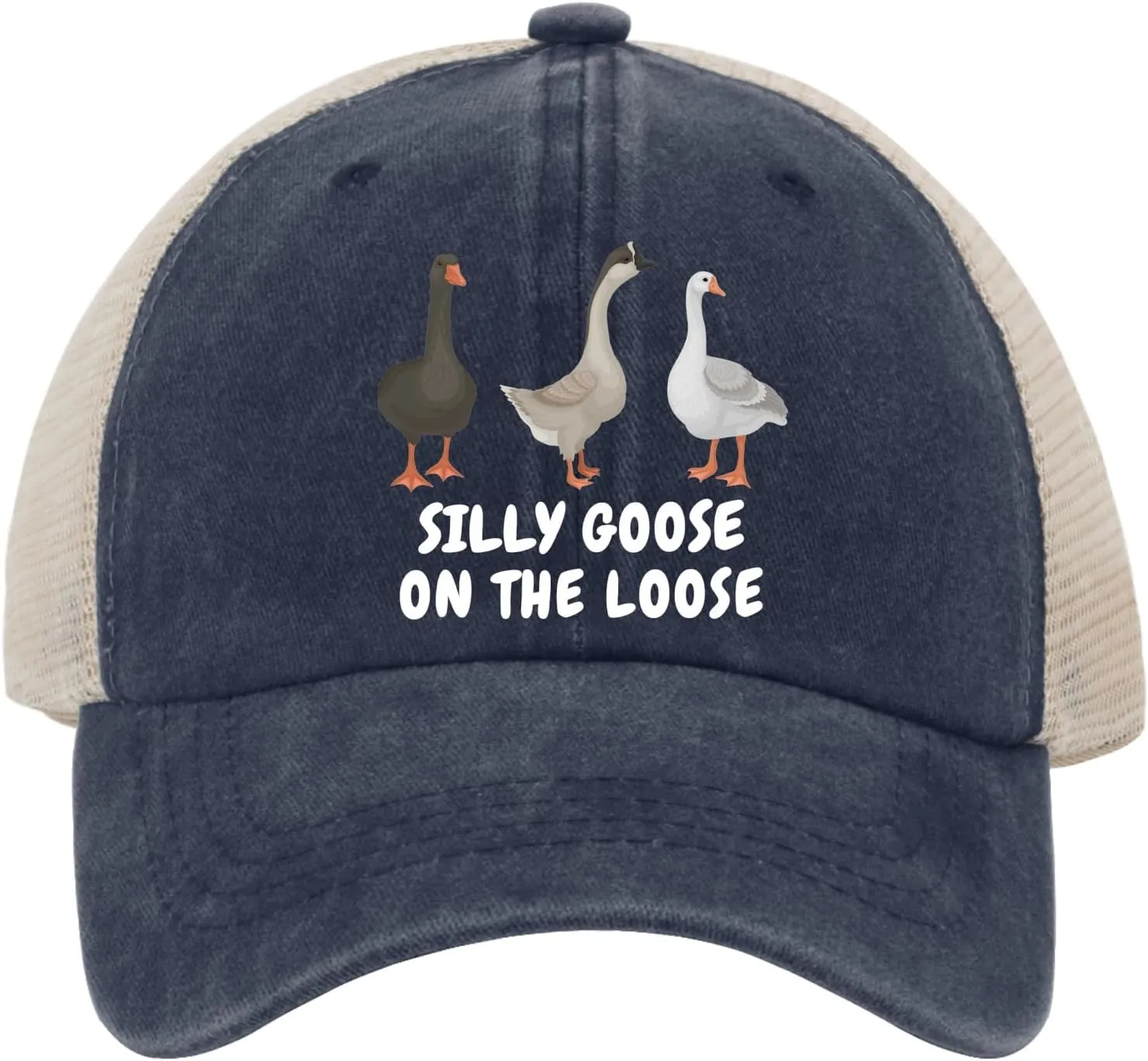 Funny Goose Hat Silly Goose On The Loose Trucker Hat Women Vintage Mesh Cap for Summer