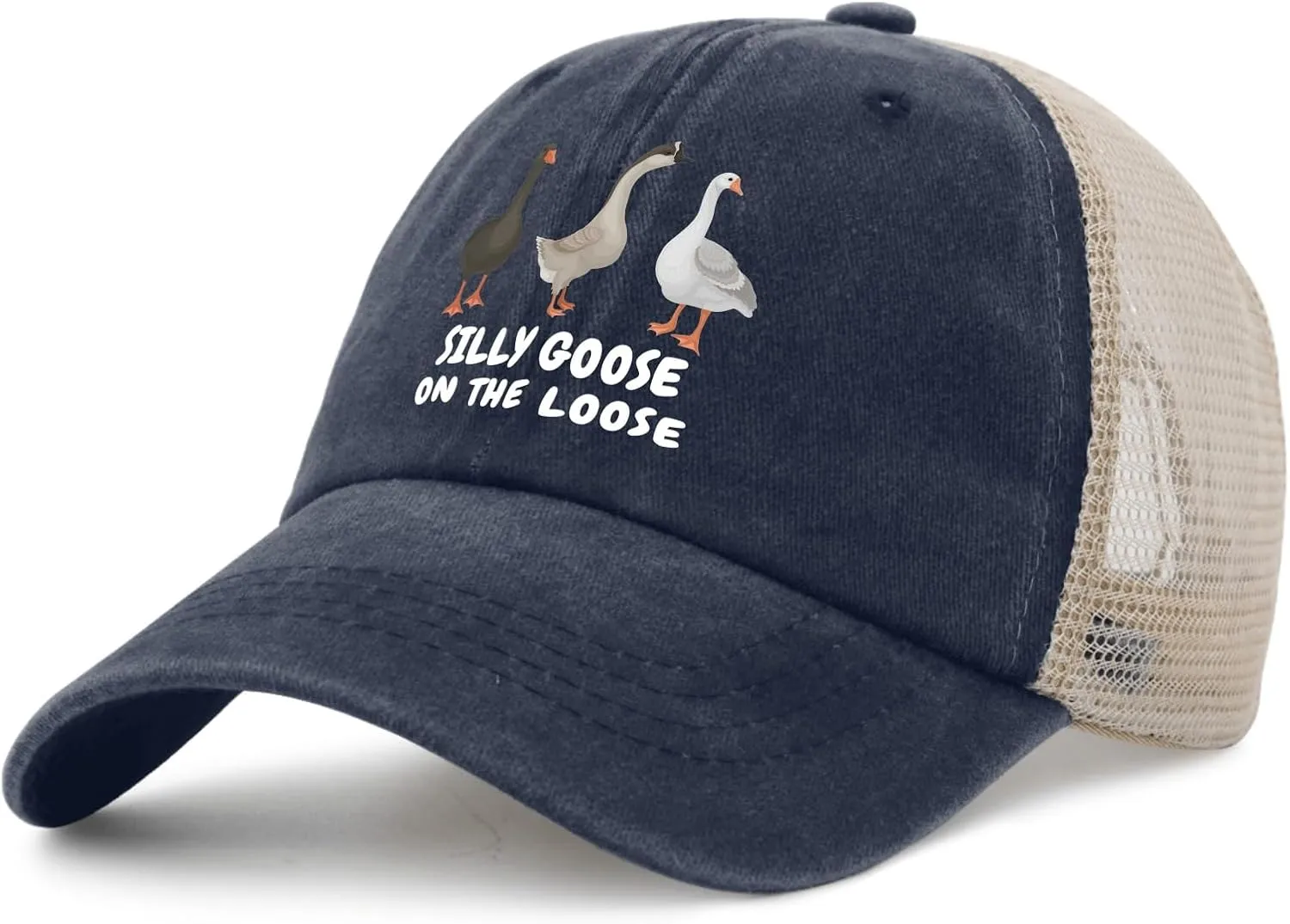 Funny Goose Hat Silly Goose On The Loose Trucker Hat Women Vintage Mesh Cap for Summer
