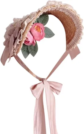 Girls Women Victorian Tea Party Sun Hat Bows Flower Ribbons Straw Hats