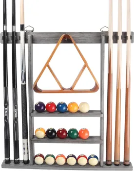 GSE Games & Sports Expert Wall Mount Rack with Score Counter Only, Hanging Wall Mounting Rack Holds 6/8 Cue Sticks, 2 Ball Racks and Full Set of Balls