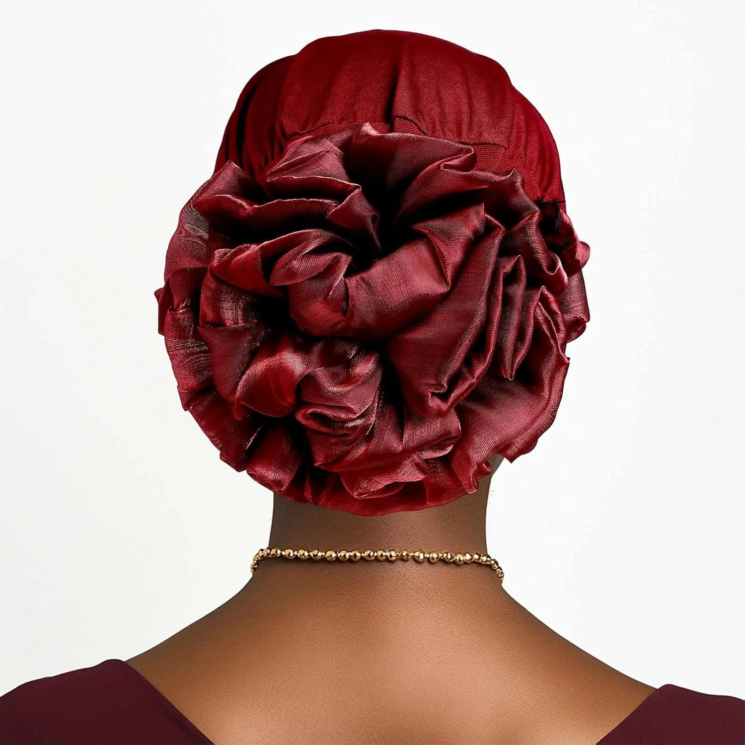 HeadWrap Hair Turbans African Turban Flower Pearl Crystal Twisted Head Turban for Women Fashion