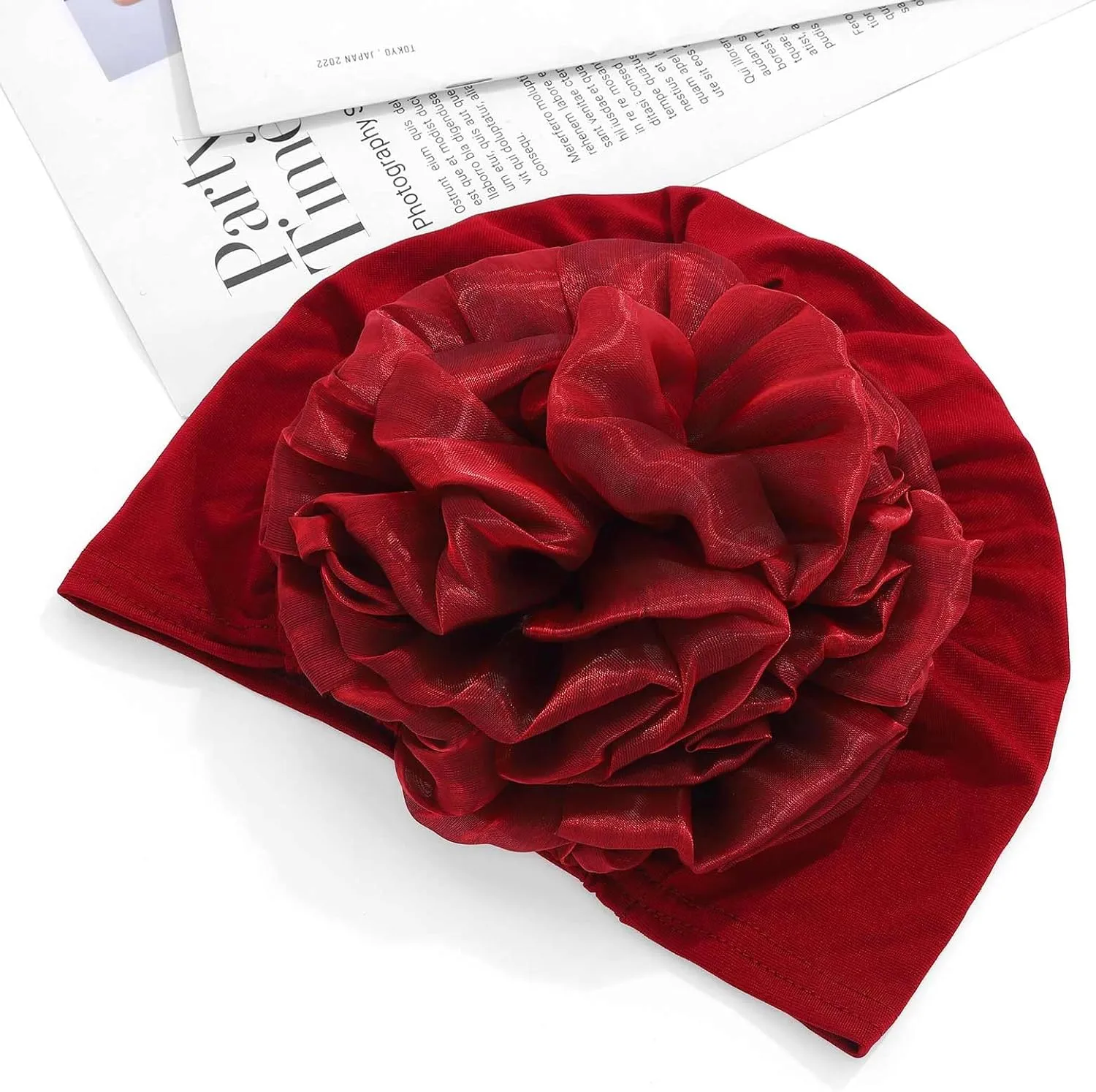 HeadWrap Hair Turbans African Turban Flower Pearl Crystal Twisted Head Turban for Women Fashion