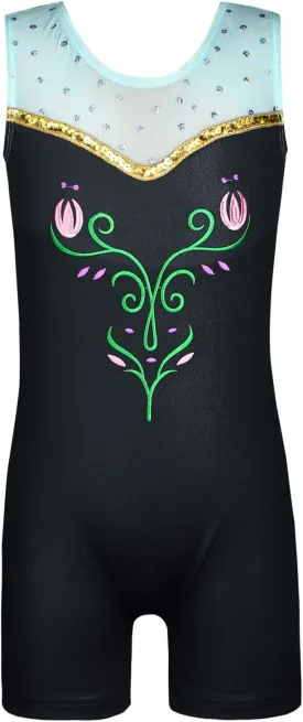 HOZIY Leotards for Girls Gymnastics Kids Children Biketard Snowflake Ribbon Blue Purple Hot Pink Sparkle