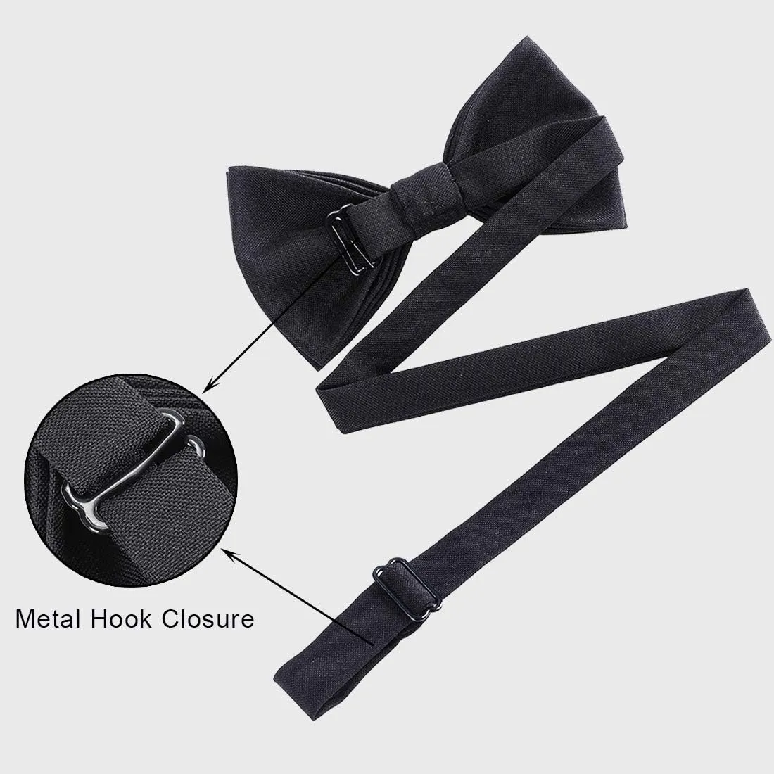 Kajeer Classic Pre-Tied Mens Bow Ties Formal Adjustable Solid Tuxedo Bowtie for for Adults & Children