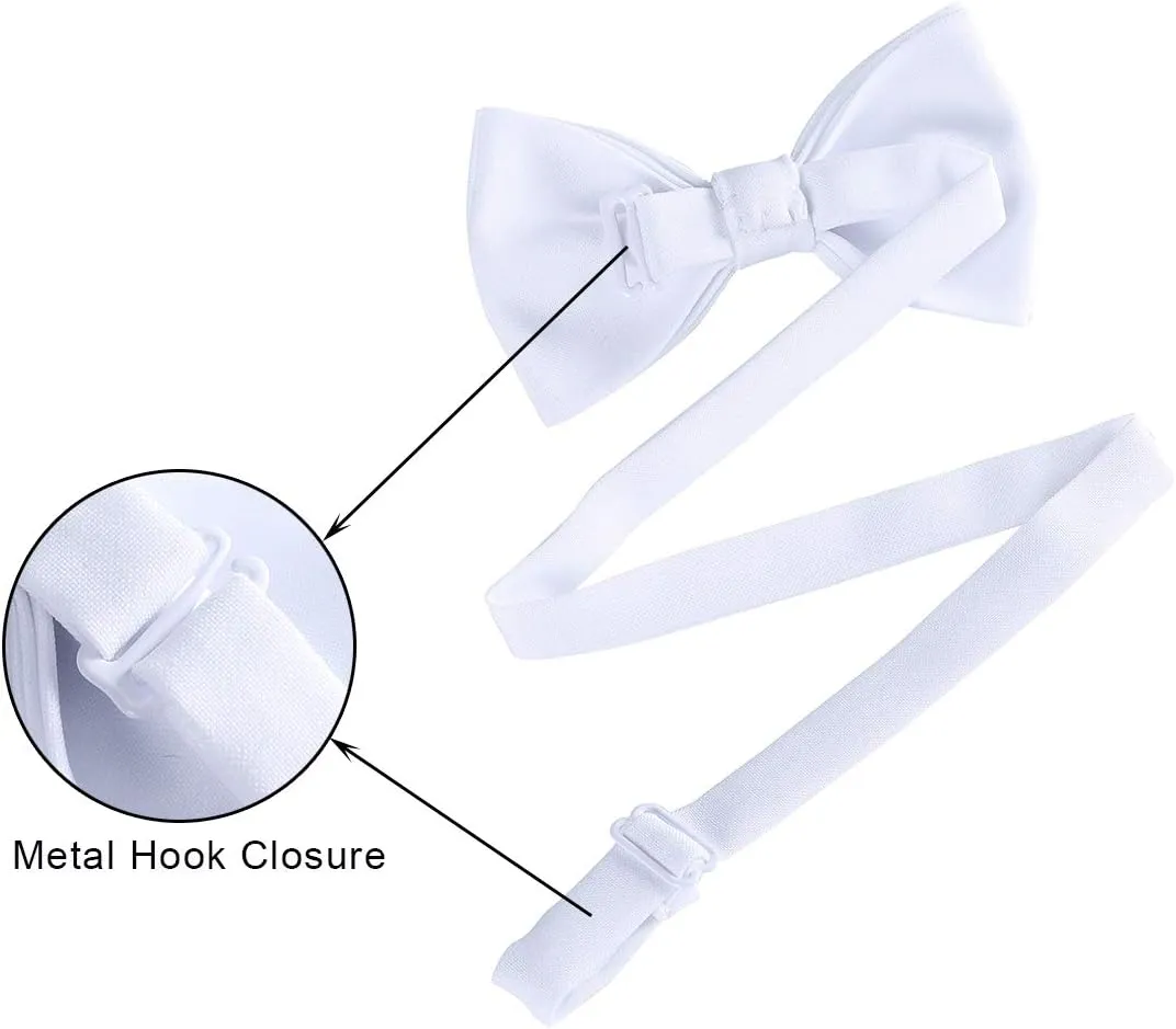 Kajeer Classic Pre-Tied Mens Bow Ties Formal Adjustable Solid Tuxedo Bowtie for for Adults & Children