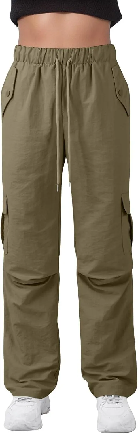 midelxp Bagyg Cargo Pants Women High Waisted Quick Dry Hiking Pants with Pockets Summer Lightweight Athletic Parachute Pant