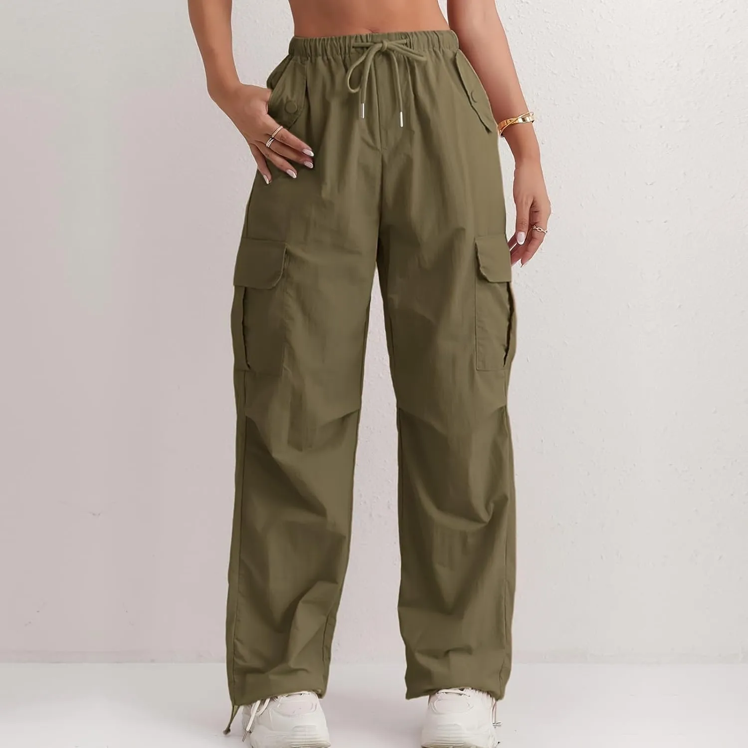 midelxp Bagyg Cargo Pants Women High Waisted Quick Dry Hiking Pants with Pockets Summer Lightweight Athletic Parachute Pant
