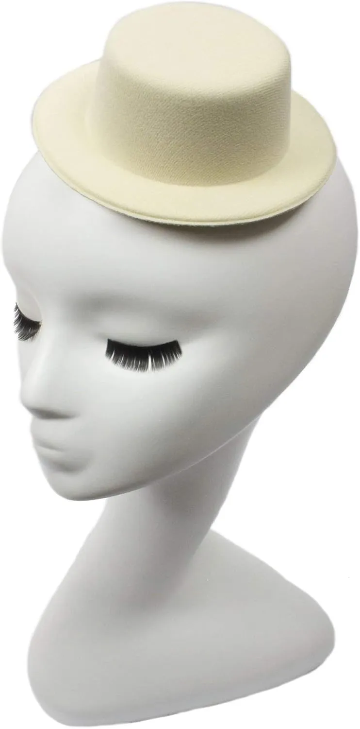 Mini Top Hat Fascinator Base - 5" Diameter with Hair Clips