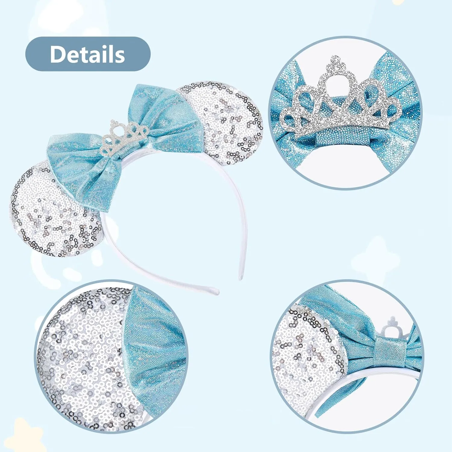Mouse Ear Headband, Cinderella Ears for Women Girls kids Adult, Princess Decorations for Party Trip Parks CospLay Costume Accessories