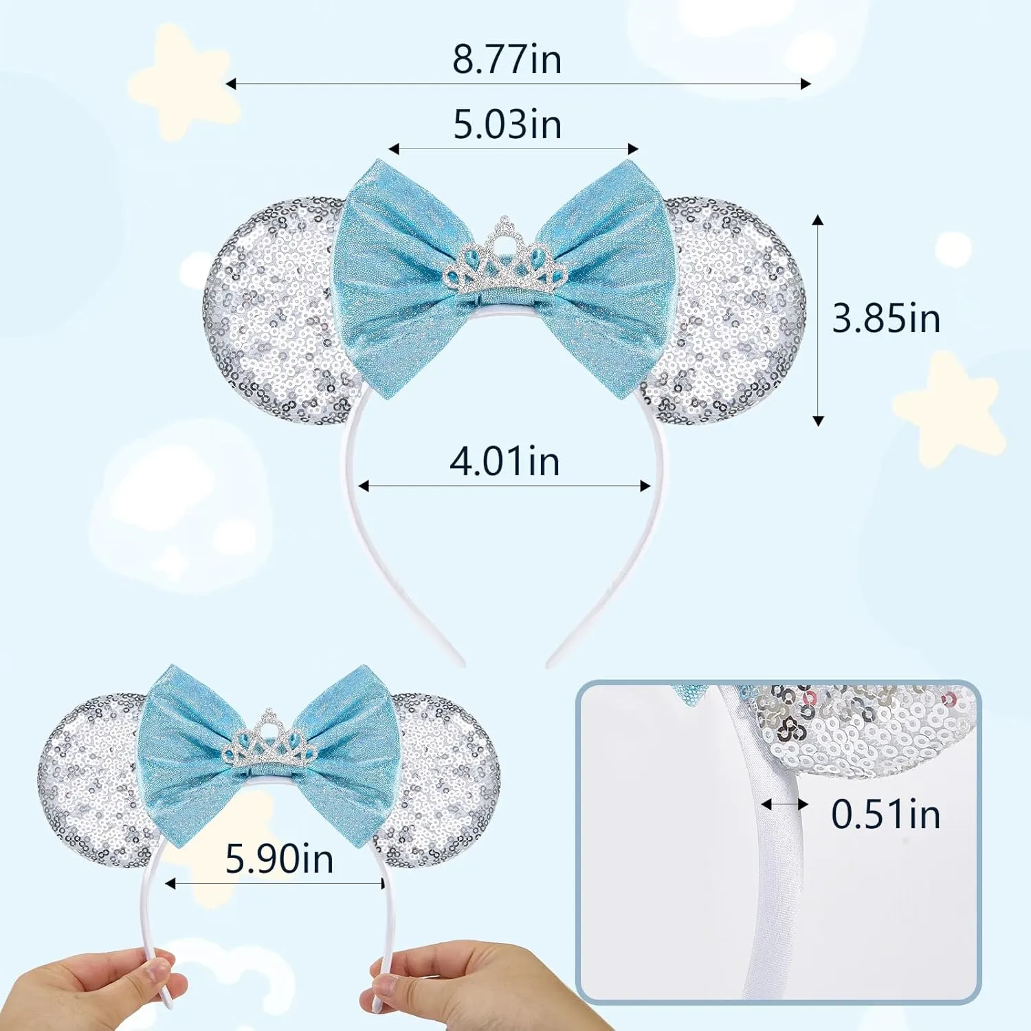 Mouse Ear Headband, Cinderella Ears for Women Girls kids Adult, Princess Decorations for Party Trip Parks CospLay Costume Accessories