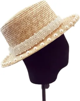 Pearl Handmade Lady Fedoras Cap Women Panama Jazz Hat