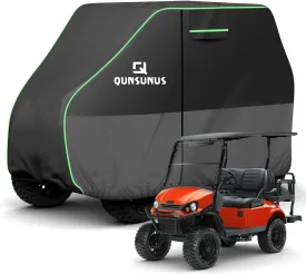 QUNSUNUS Waterproof Golf Cart Cover 2/4/4 2 Passenger for Yamaha, Honda, Club Car, EZGO, All Weather Golf Cart Rain Covers with Zipper and Straps for Wind, Sun and Dust Protection