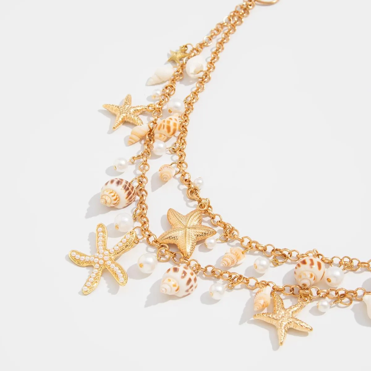 Seashell Starfish Waist Chains for Women Bohemian Conch Pearl Shell Body Chain Summer Beach Charm Waist Chain Bikini Sexy Shell Waist Body Chain Body Accessories for Women