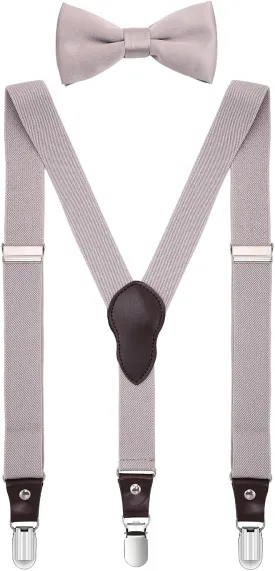 Shark Tooth Boys' Men's Suspenders and Bow Tie Set Y-Back Adjustable