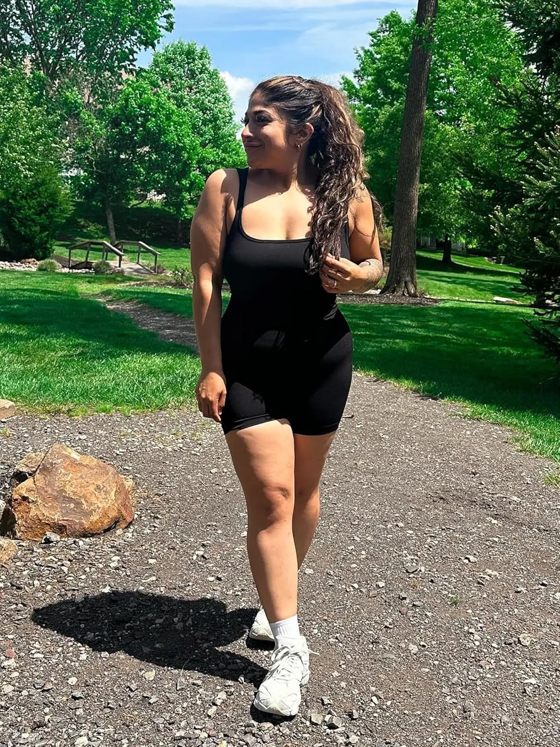 Sunzel Athletic Romper for Women Workout Tank Top Bodysuit One Piece Buttery Soft Jumpsuit Scrunch Shorts Yoga Gym Outfit