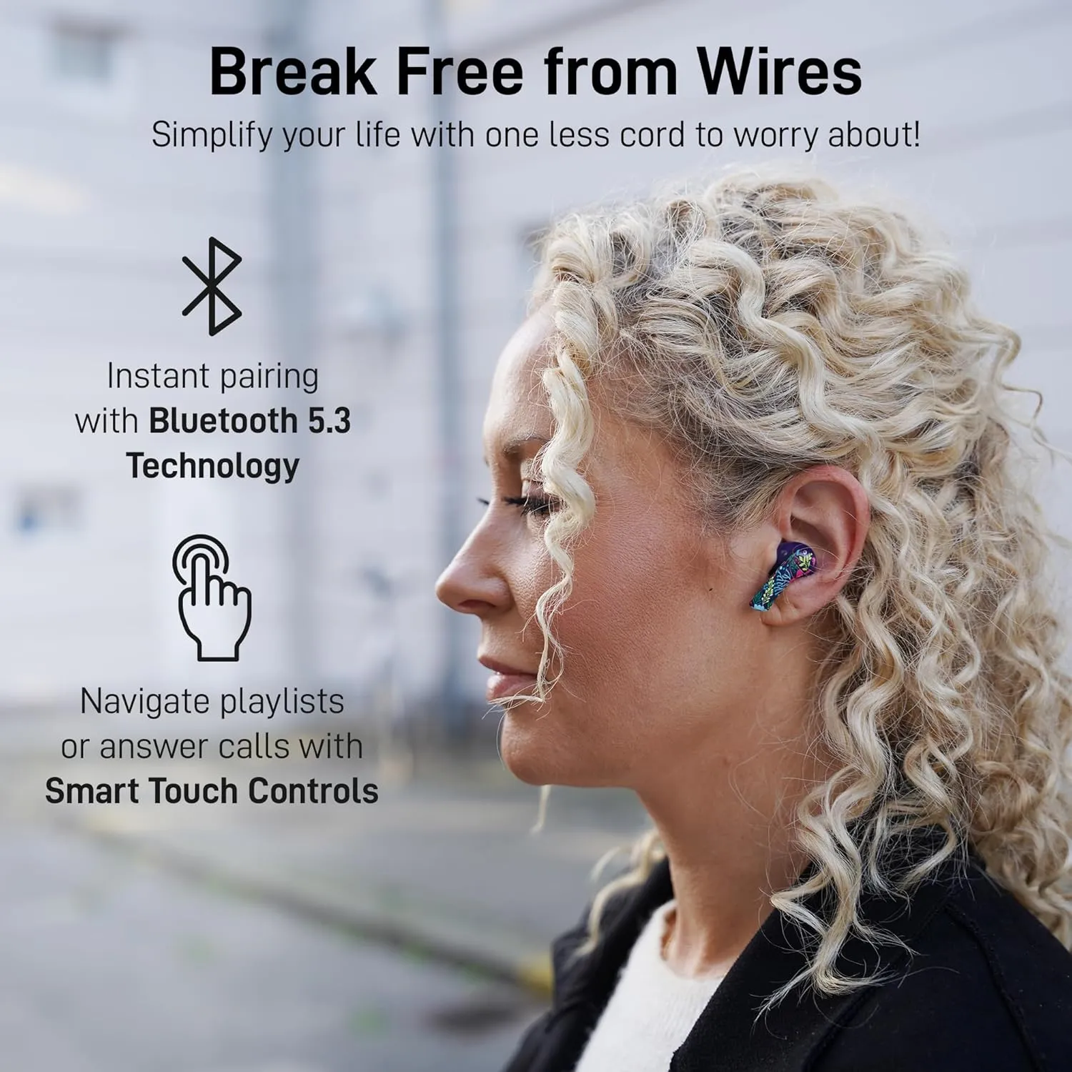 True Wireless Earbuds with Charging Case - Designed and Engineered in The USA - IPx4 Water Resistant Bluetooth Earbuds Compatible with Apple and Android - 27Hrs Battery Life - Blue