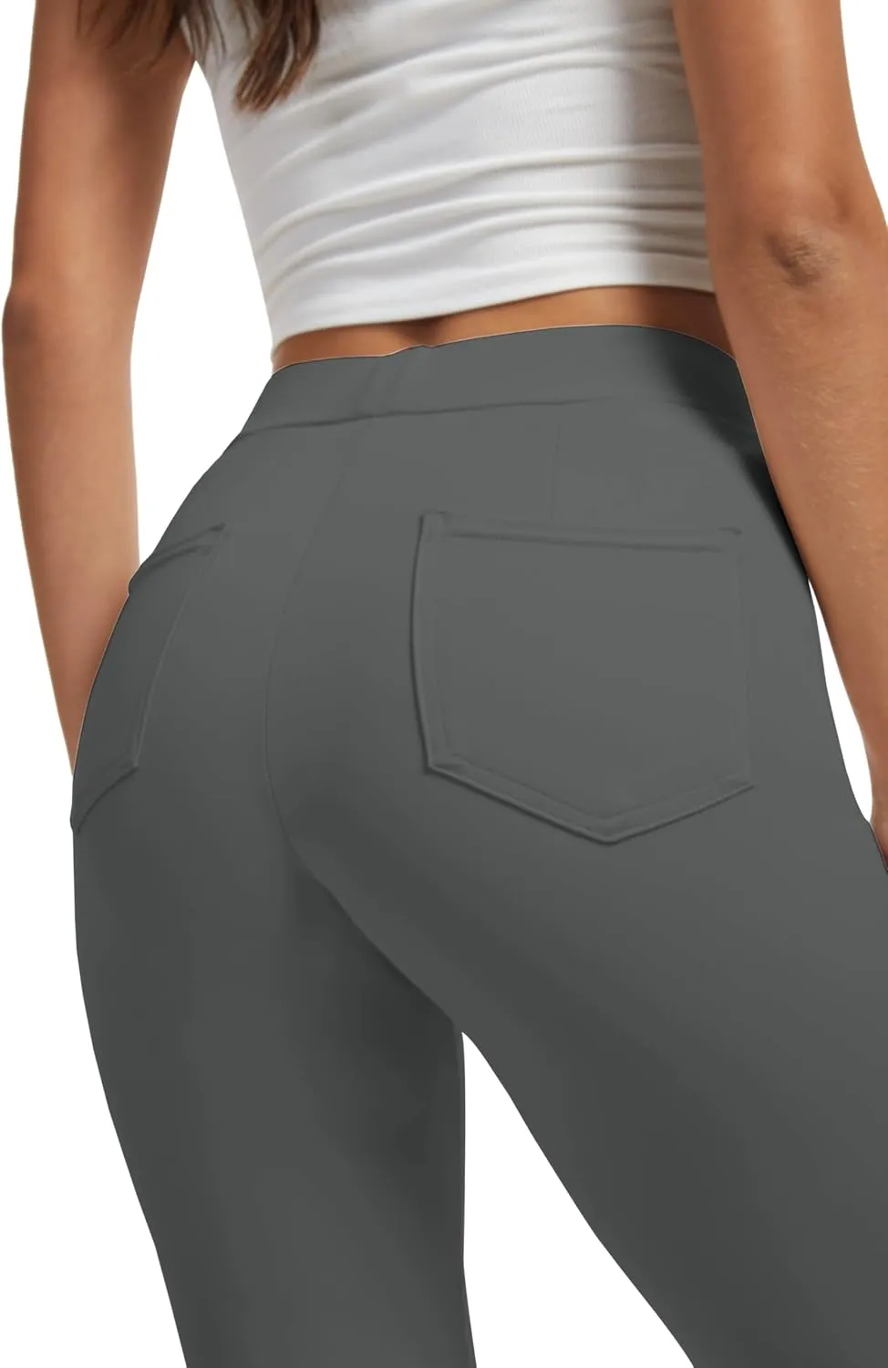 VIMPEP Womens Soft Feeling Straight Yoga Pants Pull On Tuck Line Stretchy Dress Pants for Business Casual Petite/Regular 106