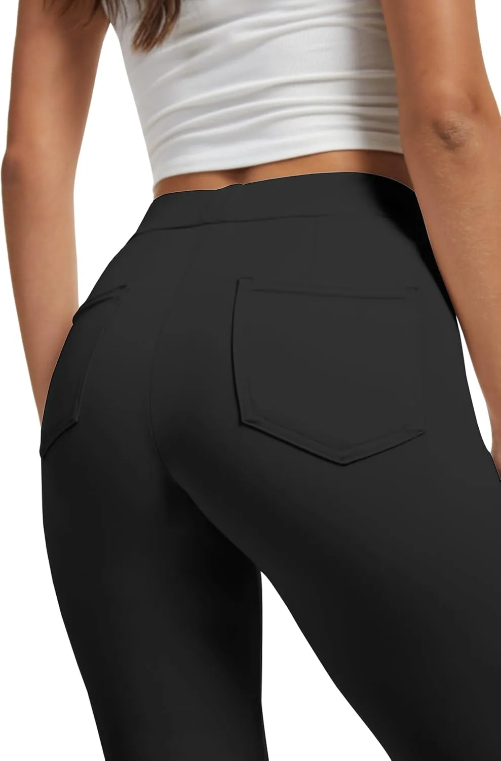 VIMPEP Womens Soft Feeling Straight Yoga Pants Pull On Tuck Line Stretchy Dress Pants for Business Casual Petite/Regular 106