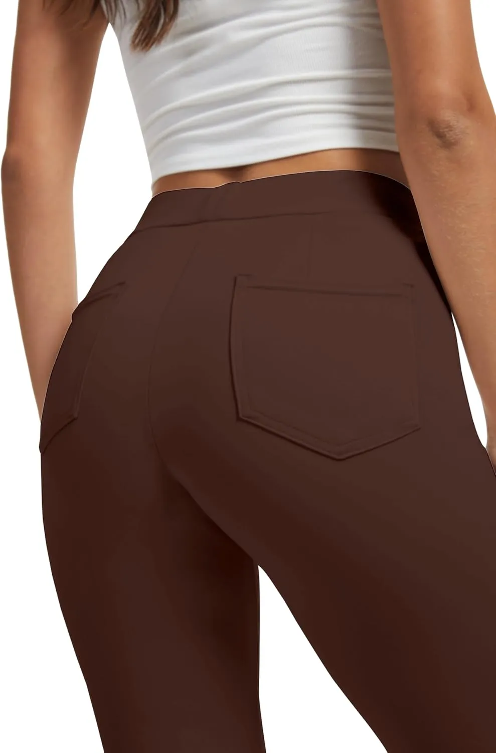 VIMPEP Womens Soft Feeling Straight Yoga Pants Pull On Tuck Line Stretchy Dress Pants for Business Casual Petite/Regular 106