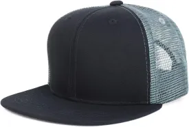 Youth Stylish Flat Bill Structured Mesh Back Snapback Trucker Cap