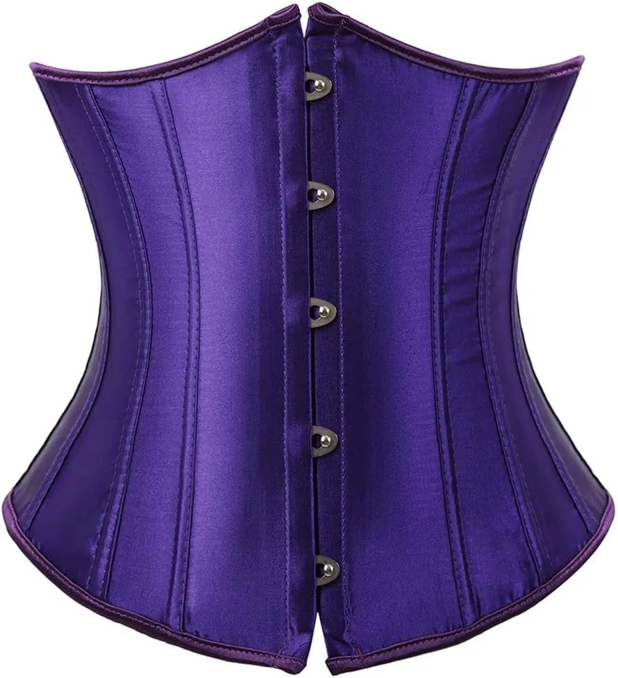 Zhitunemi Women's Satin Underbust Corset Bustier Waist Training Cincher Plus Size Corsets