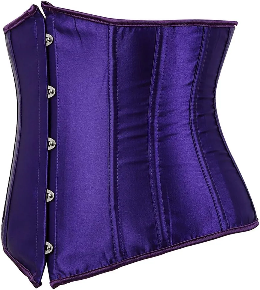 Zhitunemi Women's Satin Underbust Corset Bustier Waist Training Cincher Plus Size Corsets