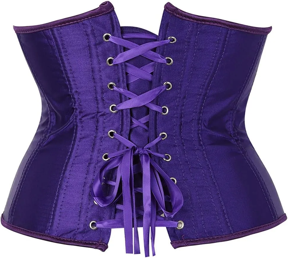 Zhitunemi Women's Satin Underbust Corset Bustier Waist Training Cincher Plus Size Corsets