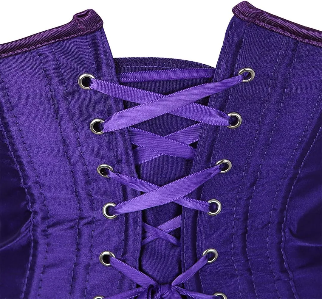 Zhitunemi Women's Satin Underbust Corset Bustier Waist Training Cincher Plus Size Corsets