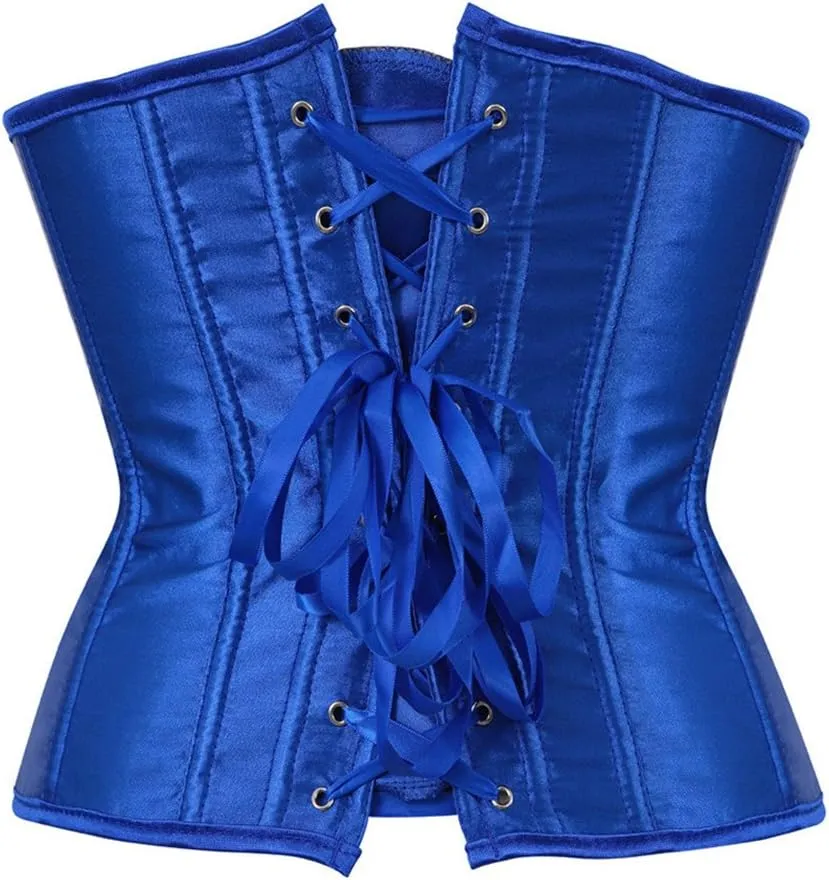 Zhitunemi Women's Satin Underbust Corset Bustier Waist Training Cincher Plus Size Corsets
