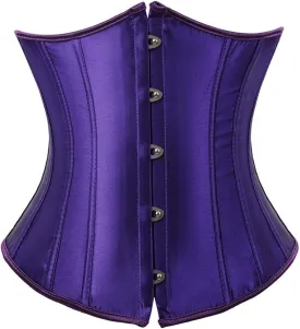 Zhitunemi Women's Satin Underbust Corset Bustier Waist Training Cincher Plus Size Corsets