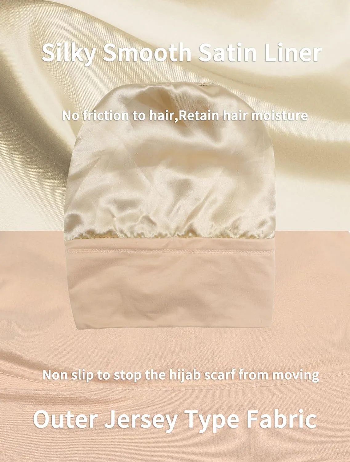 ZLYC Satin Lined Hijab Cap for Women Tie Back Hijab Undercap Inner Underscarf Hat